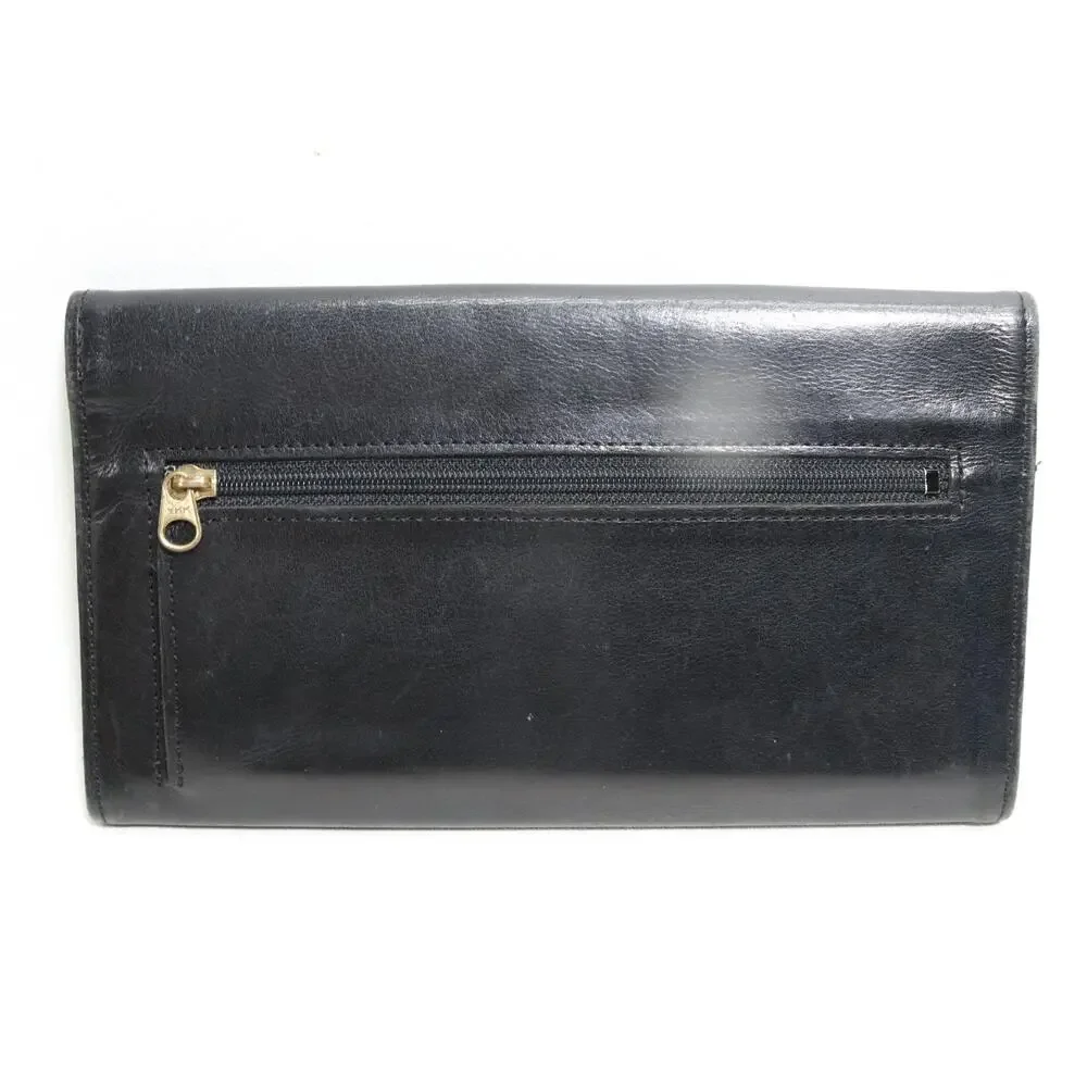 Vintage Coach Clutch Wallet Black Leather Envelope Trifold ID Cards Coin Sleek